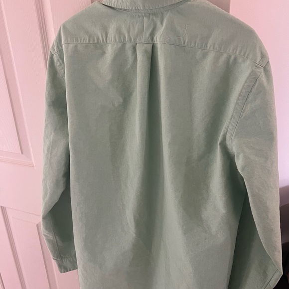Men’s long sleeve button down polo, green, XL - Picture 2 of 6